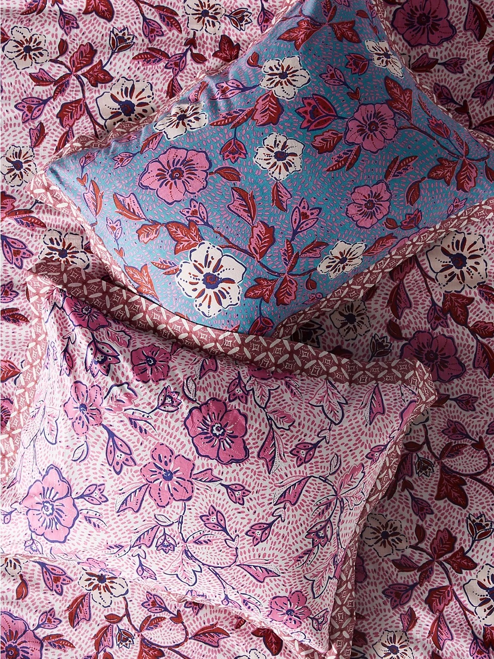 Anthropologie Zola Collection Pair of King Shams - Pink Floral